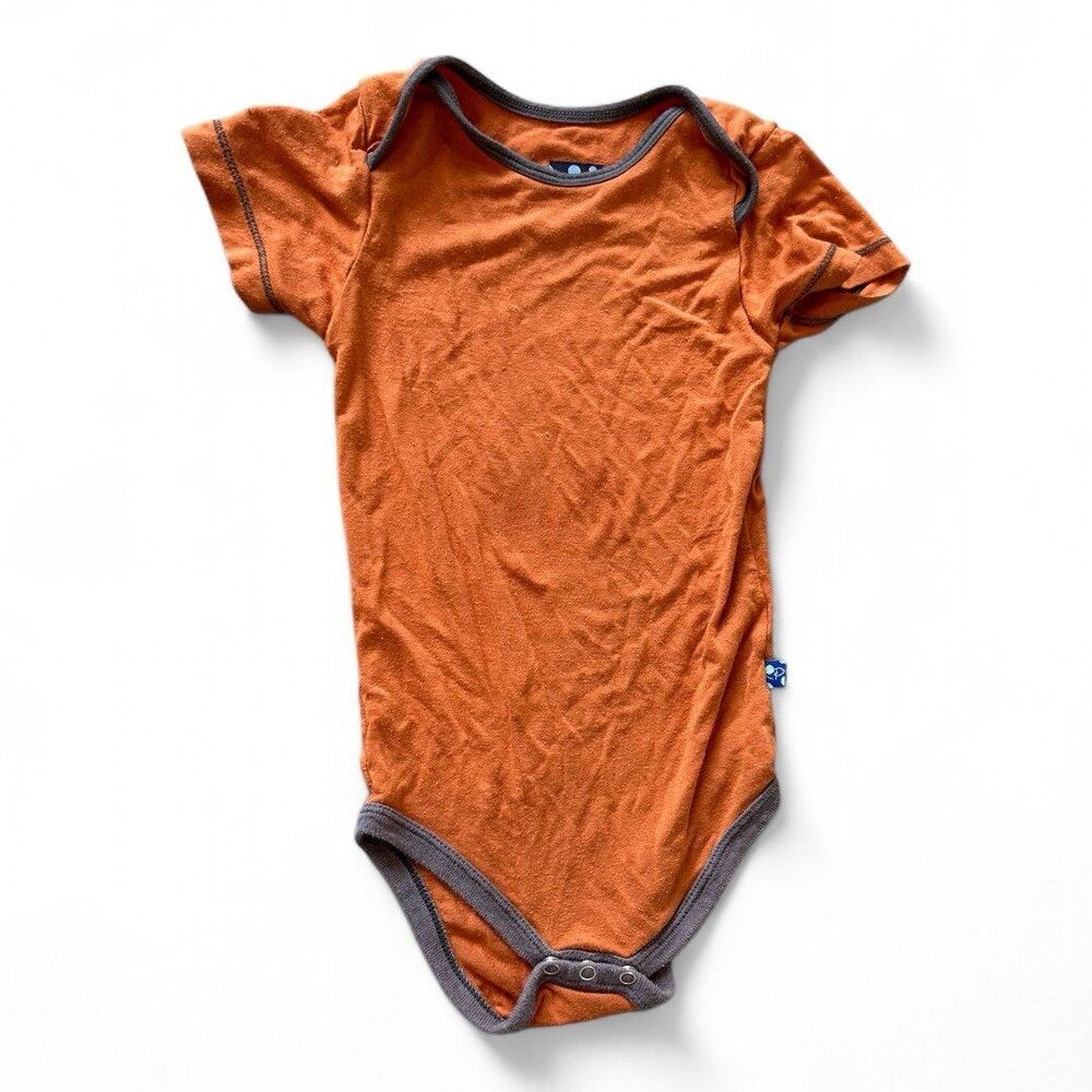 Kickee Pants Bamboo one-piece bodysuit orange short sleeve 18-24 M